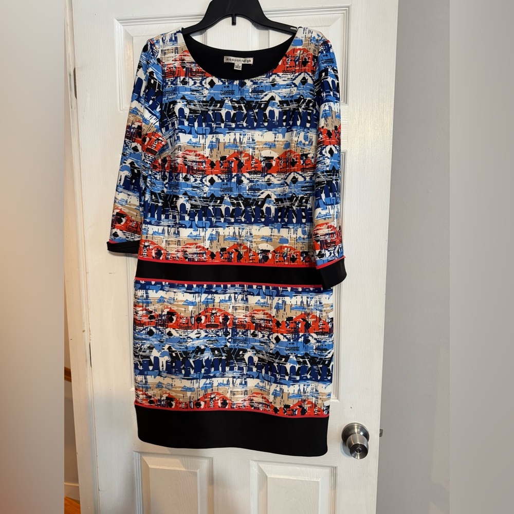 Madison Leigh Multicolor Abstract Long Sleeve Dress